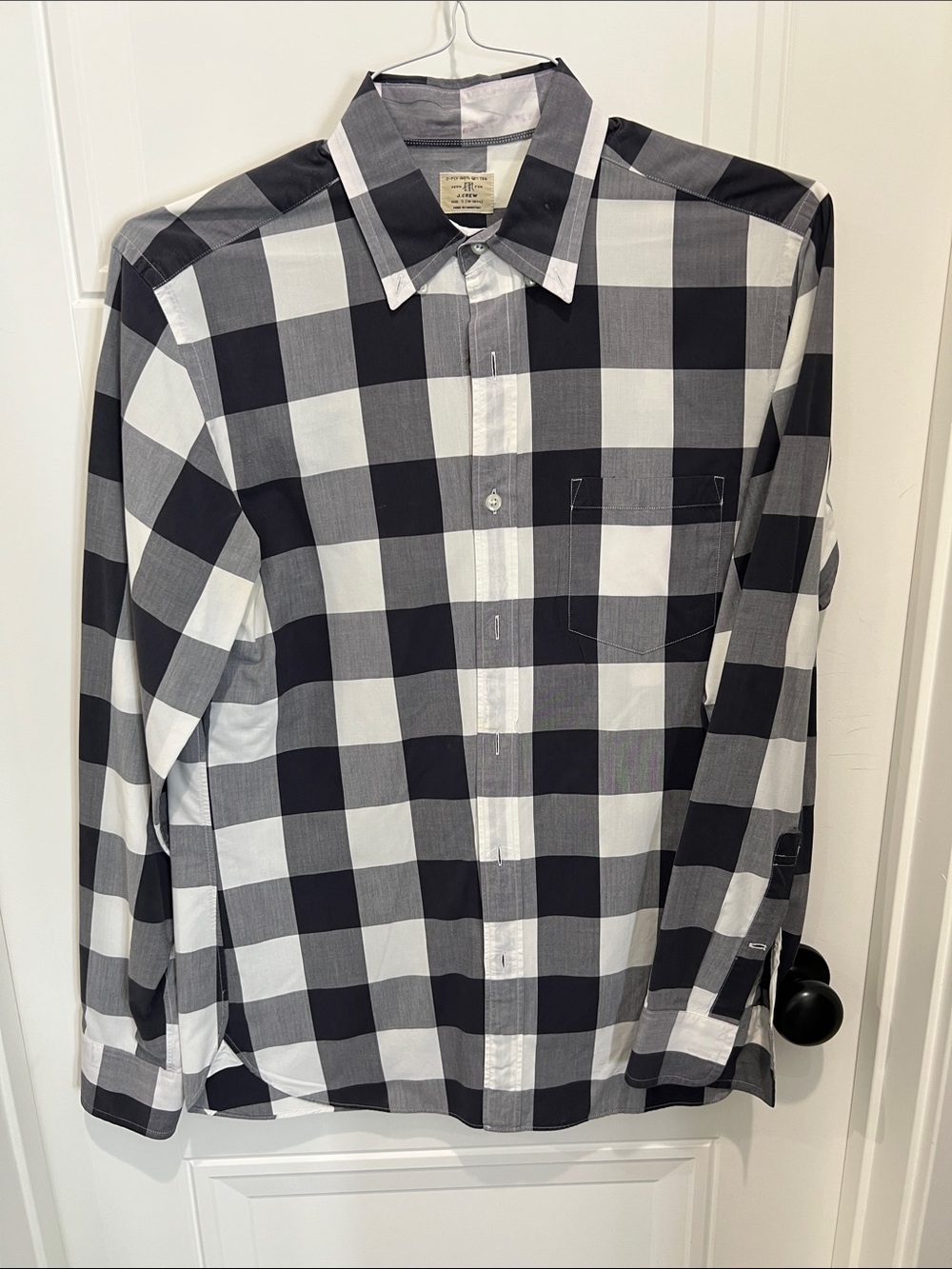 J. Crew Men’s Black and White Buffalo Check Button-Down Shirt